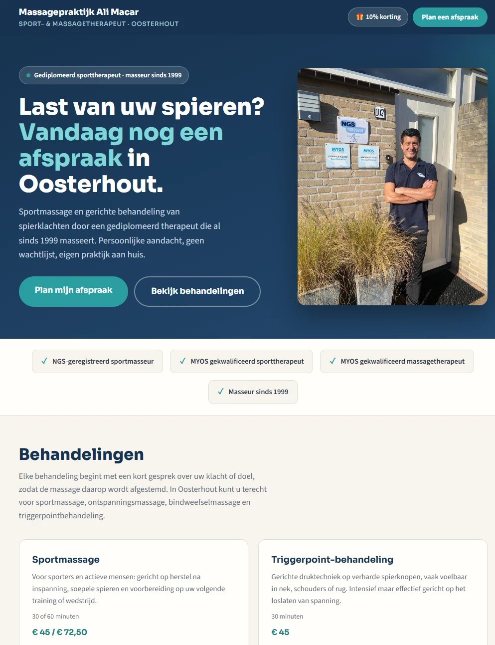 Boekingssite Massagepraktijk Ali Macar